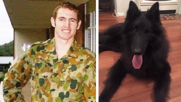 Ex-soldier Shane Van Duren and his dog, Kalu,  which has since been returned to him. 