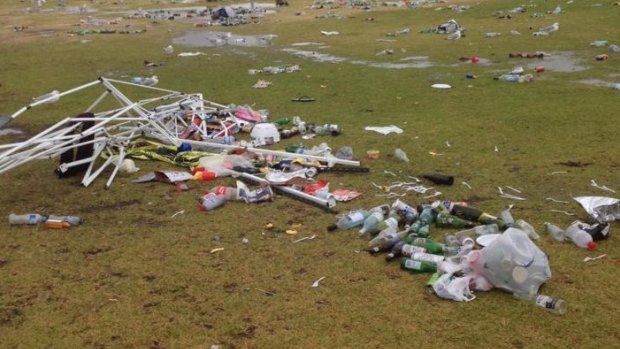 Some of the rubbish left at St Kilda beach and South Beach Reserve after a Christmas night rave.