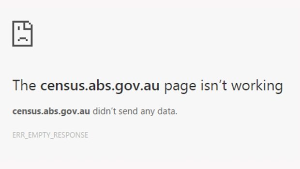 Out for the count: An error message seen when trying to submit the census. 