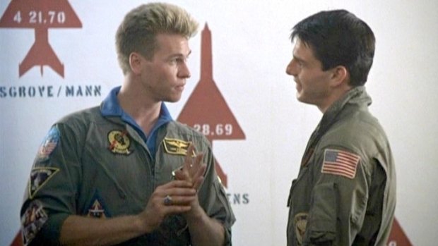 Val Kilmer and Tom Cruise in Top Gun.