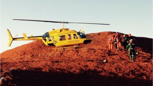 The man was was airlifted from the top of Uluru.