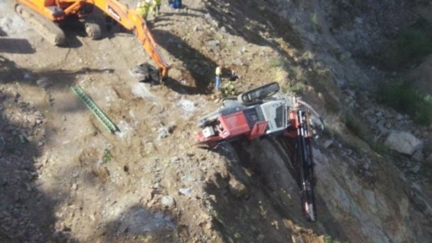 The man was trapped in the 20-tone excavator.