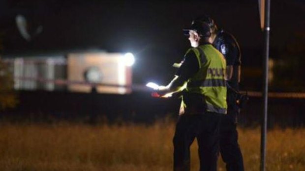 Police at the scene of a fatal shooting at Biddeston, just west of Toowoomba.