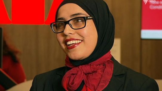 From next year Westpac bank teller Manija Akbari will wear a new corporate hijab to work.