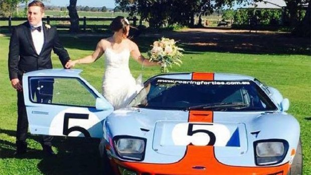 Adam Cranston, with his bride Elizabeth Rouhliadeff on October 15, 2016. This car was seized during a AFP raid on his Bondi home.