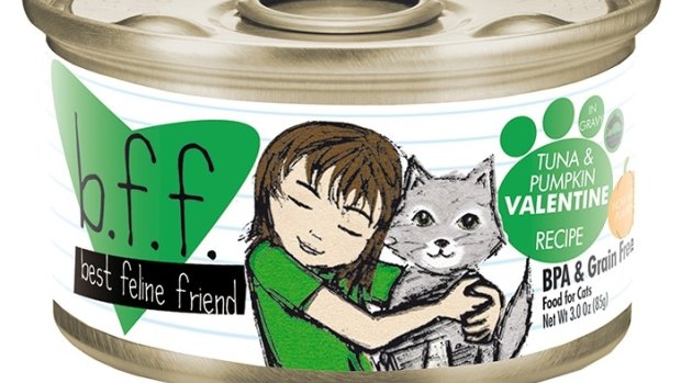 An example of a BFF brand cat food tin.