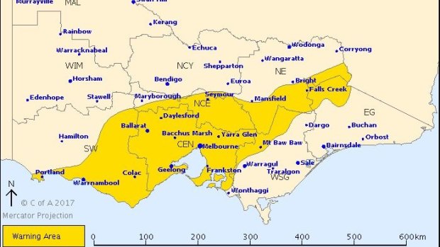 A severe weather warning has been issued for much of Victoria.
