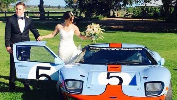 Adam Cranston, with his bride Elizabeth Rouhliadeff on October 15, 2016. This car was seized during a AFP raid on his Bondi home.