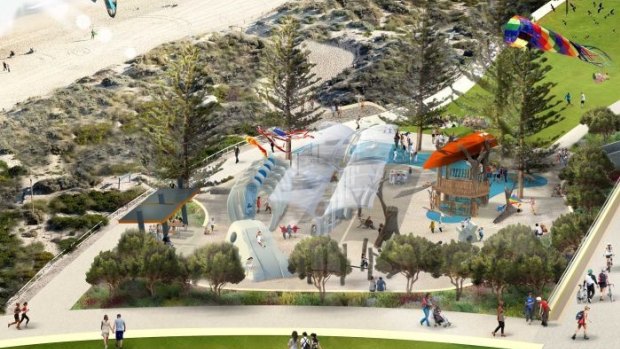 An artist's impression of what the new playground would look like when the Scarborough Beach revamp is finished.