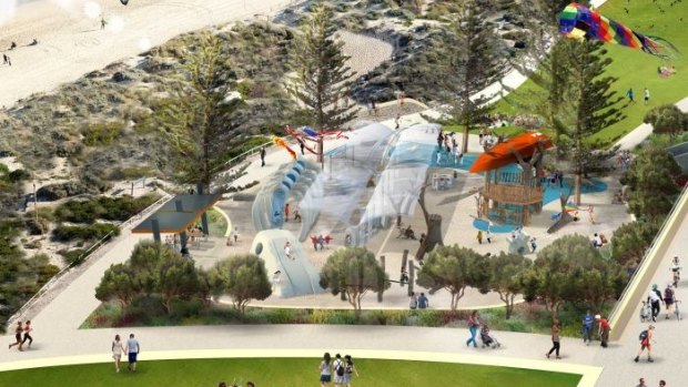 An artist's impression of what the new playground will look like when the Scarborough Beach revamp is finished.