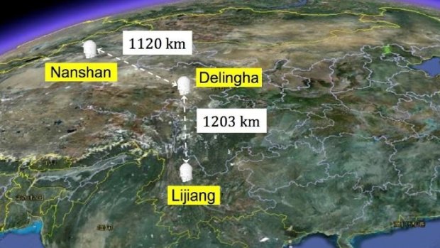 A map showing the ground stations that received quantum entangled photons from the Micius satellite orbiting 500 kilometres above Earth.