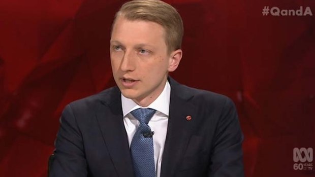 Senator James Paterson trying to explain the government's energy policy on <i>Q&A.</i>