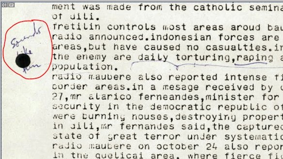 'Sounds like fun' is written in the margin by Australian embassy officials.