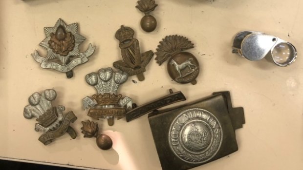 WWI relics, along with coins and jewellery were located during a search of a car that was stopped by police earlier this month. 