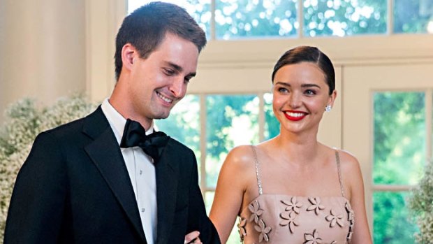 Miranda Kerr and Evan Spiegel, seen here at a White House function, were married in the garden of their $16 million home in Brentwood, Los Angeles, in front of close family and friends in May.