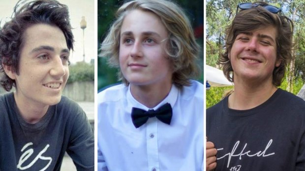 Victims: (from left) Luke Shanahan, Lachlan Burleigh and Ben Sawyer.