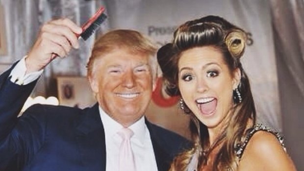 Former Miss Universe pageant owner and presumptive Republican Presidential candidate Donald Trump with 2010's Miss Congeniality Jesinta Campbell.