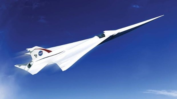 A rendering of a possible Low Boom Flight Demonstration Quiet Supersonic Transport (QueSST) X-plane design.