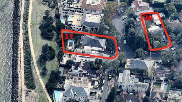 An aerial view shows properties on 17 and 20 Birdwood Avenue. 