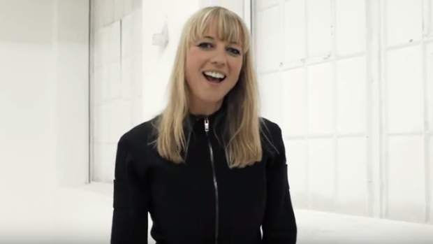 BBC presenter Sara Cox wearing the Tesla Suit.