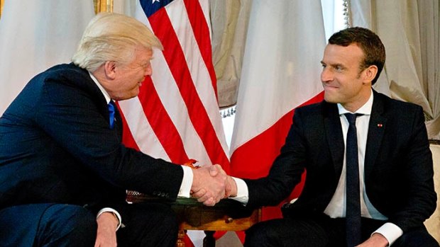 Shaking up politics: US President Donald Trump with French President Emmanuel Macron.