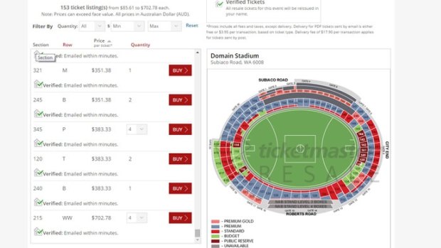 Dockers tickets on Ticketmaster were being resold for up to $700