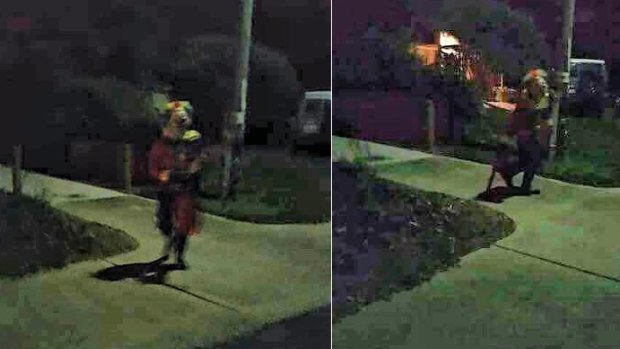 Photos have emerged of a clown seemingly brandishing a chainsaw in Rockingham, Perth.