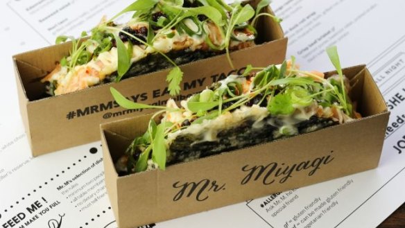 Mr. M's Salmon Nori Tacos are a treat.