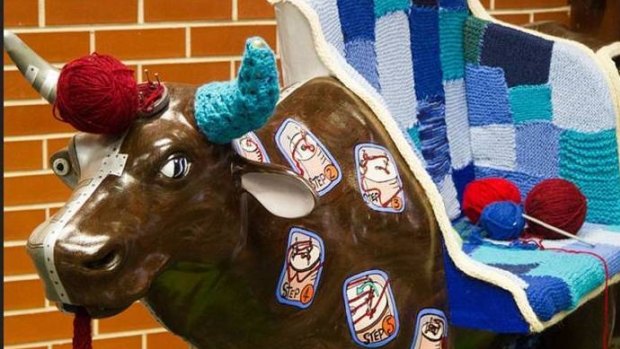 The winning entry 'Cowch' tells multiple stories about the evolution of wool. It was created by the school's elite surfing squad, where the boys have all learnt to knit.