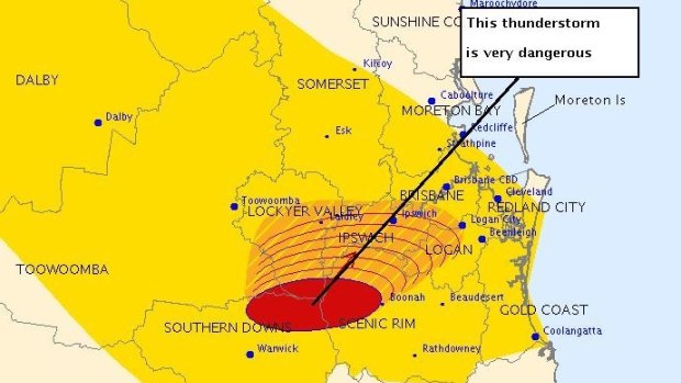 A storm warning has been issued for Brisbane and Ipswich.