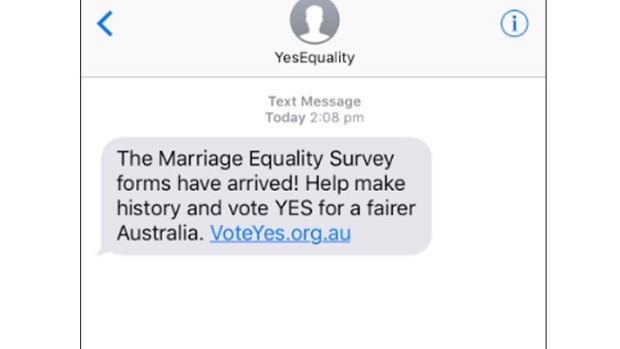 The text message sent to thousands of Australians on Saturday.