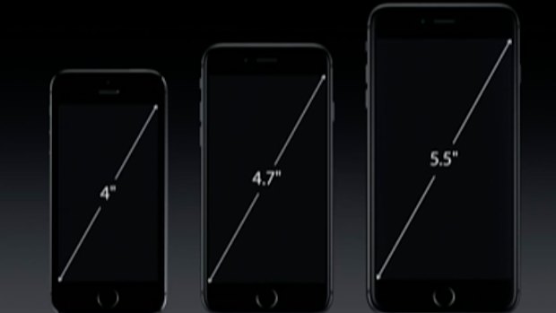 Side by side: The iPhone 5S, 6 and 6 Plus.