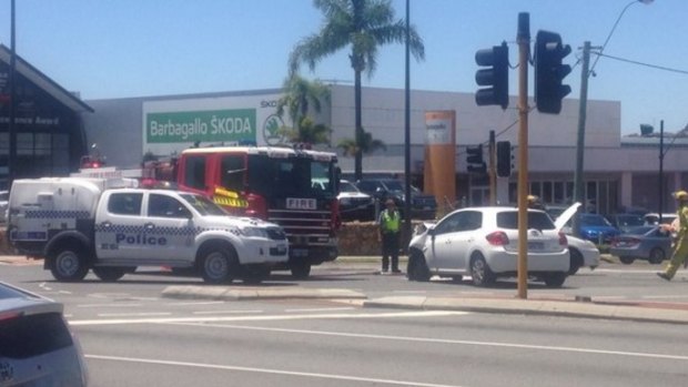 The scene of a crash in Osborne Park where a young girl has been rushed to hospital. 