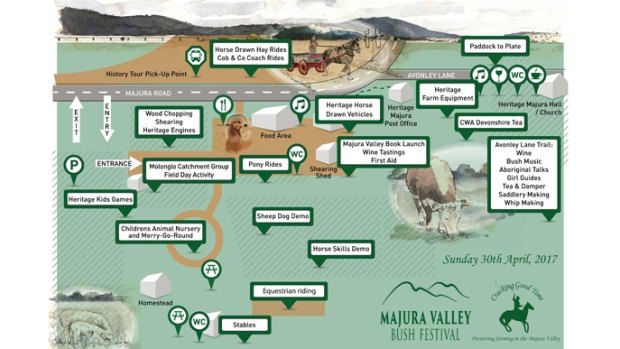 A map to all the activities at the Majura Valley Bush Festival.