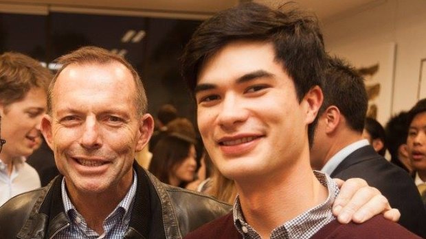 Julian Chu, president of the Earlwood-Kingsgrove Young Liberals, with Tony Abbott in June.