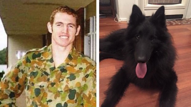 Ex-soldier Shane Van Duren and his dog, Kalu,  which has since been returned to him. 