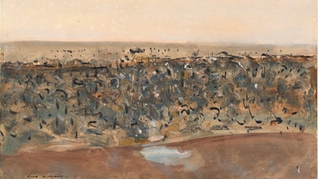 Pond in the You Yangs, 1962, watercolour, gouache, charcoal and coloured pencil (detail).