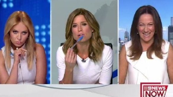 Amber Sherlock, centre, was not happy about the mix-up with reporter Julie Snook, left. Psychologist Sandy Rea is on the right.