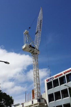 The man suffered a heart attack while climbing down this crane ladder and fell.