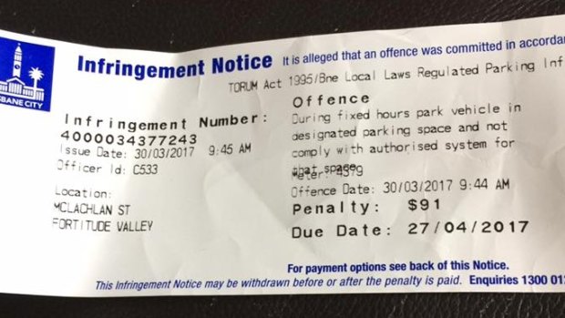 The fine issued to a Brisbane resident during Thursday's wild weather.