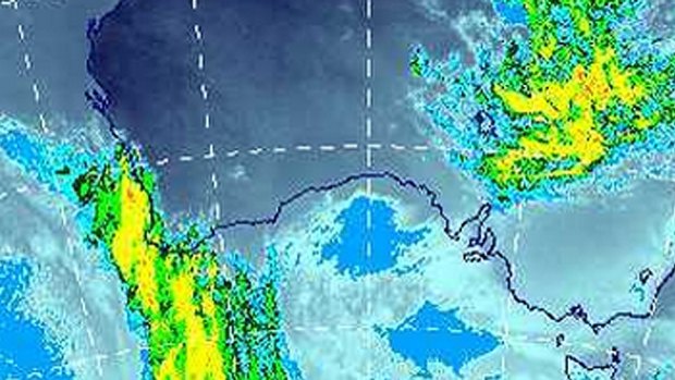 The cold front looms off the south-west coast of WA.