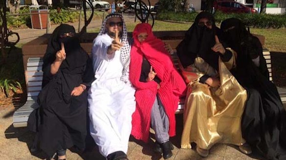 Some of the Party for Freedom members who entered the Gosford Anglican Church dressed as Muslims.