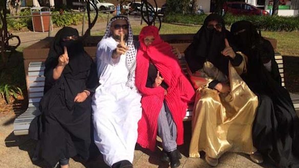 Some of the Party for Freedom members who entered the Gosford Anglican Church dressed as Muslims.