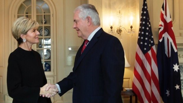 Julie Bishop and US Secretary of State Rex Tillerson in Washington DC.