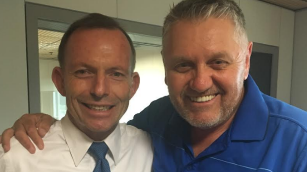 2GB's Ray Hadley, right, with former prime minister Tony Abbott.