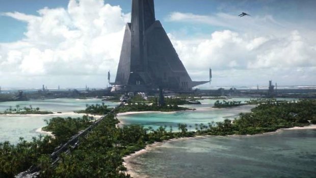 What Laamu Atoll looks like in Rogue One ... before the destruction begins.