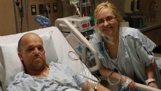 The couple recovering after their surgeries.
