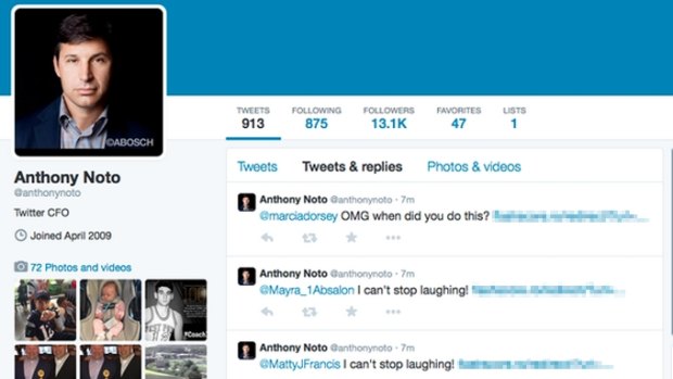Anthony Noto's account sent out spam links to hundreds of accounts over a 20 minute period.