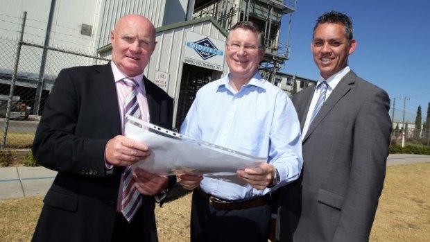 Midfield Group managing director Colin McKenna (left) with Premier Denis Napthine and Warrnambool mayor Michael Neoh.