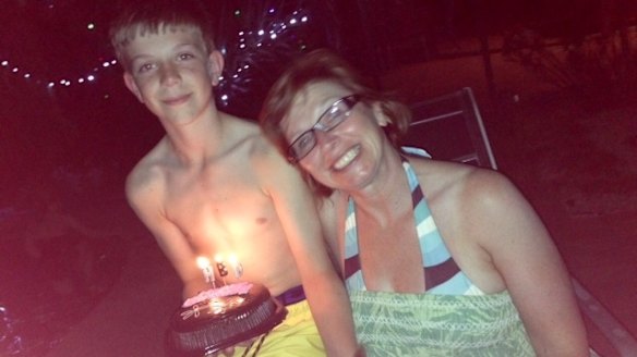 Rosie Batty with her son Luke at her birthday party.